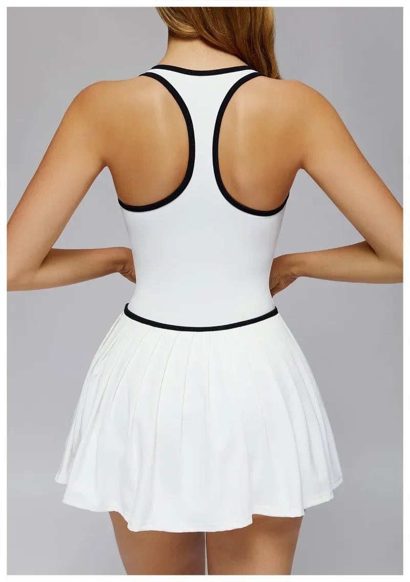 Women's Nude Yoga Clothes Beautiful Back and Slim Fit Two Anti Glare Dresses Outdoor Sports Running and Leisure Fitness Clothes