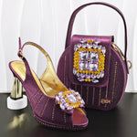 doershow Italian Shoes And Bag Sets For Evening Party With Stones Italian Leather Handbags Match Bags! HB1-1