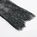 Woman Clothing 2026 O-neck Hollow Out High Slit Long Maxi Lace Dress Black Streetwear Ladies See-through Black T-shirt Dresses