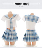 Japanese Sweet Plaid Cheerleading School Girl Cosplay Student Uniform Role Play Sexy Costume Sex Lingerie for Women