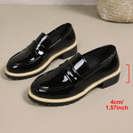 Patent Leather Thick Heels Loafers Women Spring New Mixed Color Med Heel Office Pumps Woman Plus Size 43 Slip On Single Shoes