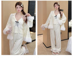 Fashionable Home Pajamas Three-piece Set Island Velvet Pajamas Spring and Autumn Suspenders Sexy Homewear Casual Suit
