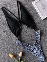 Snake Skin Tummy Cut Out Mini Mirco Thong One Piece Swimsuit Women Swimwear Female Monokini Backless Bathing Suit Swim Beachwear