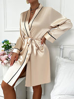 Elegant Short Robe Women V Neck Pajama Self Tie Belt Kimono Bathrobe Luxury Bridal Wedding Gift Ladies Nightwea