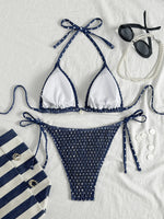 Sexy Purple Polka Dot Print Bikini Set Women Shell Pleate Push Up Bra Bandage Thong Swimsuit 2026 Summer Bathing Suit Swimwear