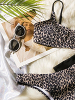 DEKA Leopard Bikinis Set Woman Wrinkled Bandeau Two Pieces Thong Swimsuits Beachwear Bathing Suit Print Swimwear Biquini