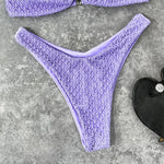 Wrinkled Bandeau High Cut Bikini Women Swimwear Female Swimsuit Two-Pieces Bikini Set Strapless Bather Bathing Suit Swim V3367
