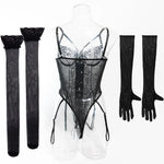 Sexy One Piece Bodysuit Lace Hollow Out Jumpsuit Women Erotic Lingerie Men's Beach Shorts