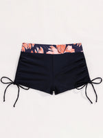 Women's Two-Piece Swimsuit Cross Strap Backless Bikini Floral Print Sports Fit Bodycon Polyester Fabric Swimming Water Sport