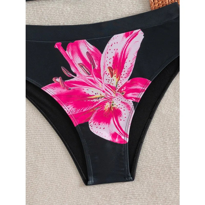 New Spiral Pit Strip U-Shaped High-Waisted Bikini Sexy Swimsuit Swimsuit Women Lightweight Fashion Classic Versatile Simple