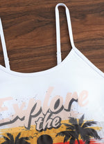 Summer Swimwear for Women Tankini Sets Swimsuit Vintage Padded Mesh Bathing Suit Print Beachwear Female Women's Swim Wear 2025
