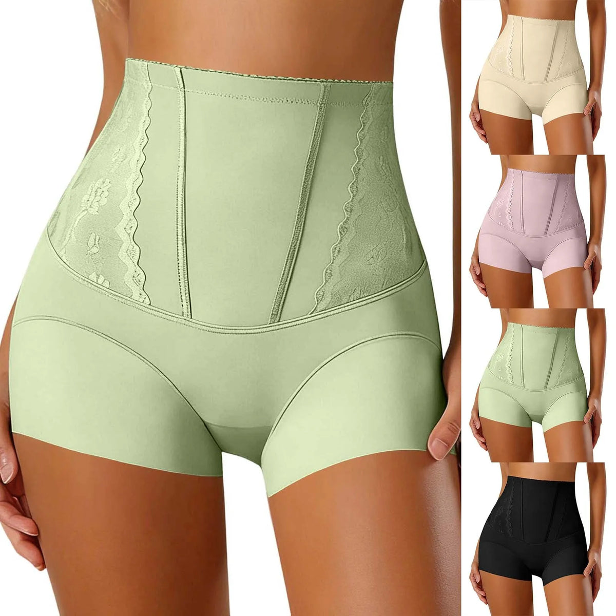 High Waist Lace Flat Belly Boxer Shorts For Women Slimming Panties Shapewear Tummy Control Underwear Female Hip Lifting Briefs