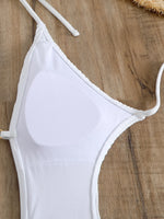 Sexy Halter V Neck Wrinkled Female Swimwear One Piece Swimsuit Women Backless Monokini High Leg Cut Bathing Suit Swim Beach Wear