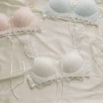 Japanese Kawaii Heart Print Lingerie, Sweet Wireless Bralette Set for Small Breasts, Comfortable Anti-Sagging Everyday Bra Set