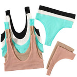 Women Seamless Bra And Panties Set Wire-Free U-Neck Small Cup Push-Up Bra Low-Rise Thongs Sexy Lingerie Female Underwear Set