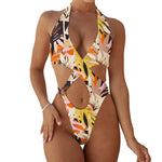 2025 Sexy High Cut Out Halter Female Swimwear One Piece Swimsuit Women Cross Bandage Monokini Bather Bathing Suit Swim Beachwear
