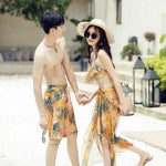 Swimsuit Fashionable Sweet Couple Swimsuit Bikini Three Piece Men's Beach Shorts