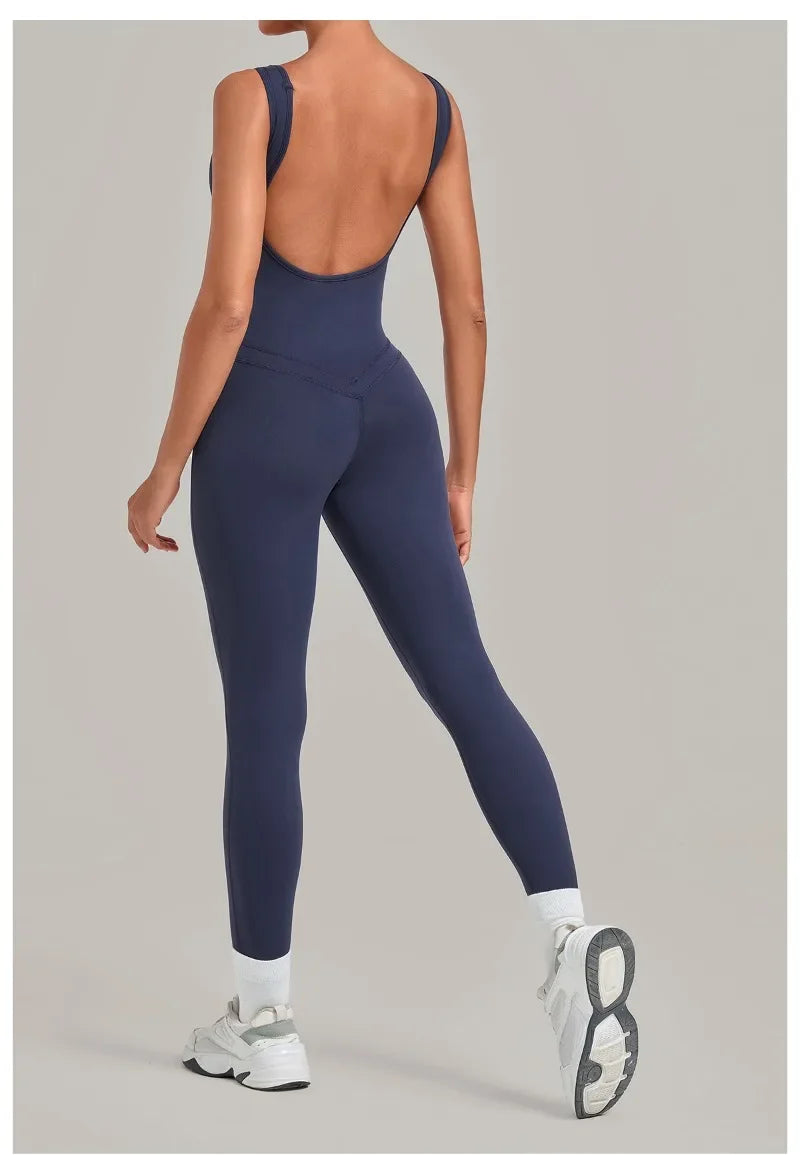 Women's Seamless Yoga Jumpsuits Fitness Sports Hip-lifting Beauty Back Sleeveless One-Piece Training Workout Running Bodysuits
