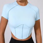 No Padded Women Yoga Sport T Shirts Fitness Clothes Short Sleeve Yoga Shirt Gym Top Running Active Wear Sport Tops