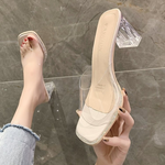 Summer Women Pumps Sandals PVC Jelly Slippers Open Toe High Heels Women Transparent Perspex Slippers Shoes Heel Clear Sandals