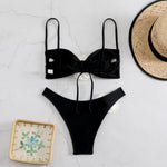 Sexy 3D Flower Micro Bikini 2024 Women Black White Patchwork Push Up Swimsuit Biquini Summer Bathing Suit Triangle Mini Swimwear