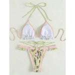 5 Colors Sexy Printed Halter Frilled Bikini Women Swimwear Female Swimsuit Two-Pieces Bikini Set Bather Bathing Suit Swim V4651