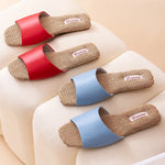 2026 New Breathable Linen Slippers For Women Men Spring Summer House Shoes Soft PU Leather Anti-slip Couples Home Floor Slides