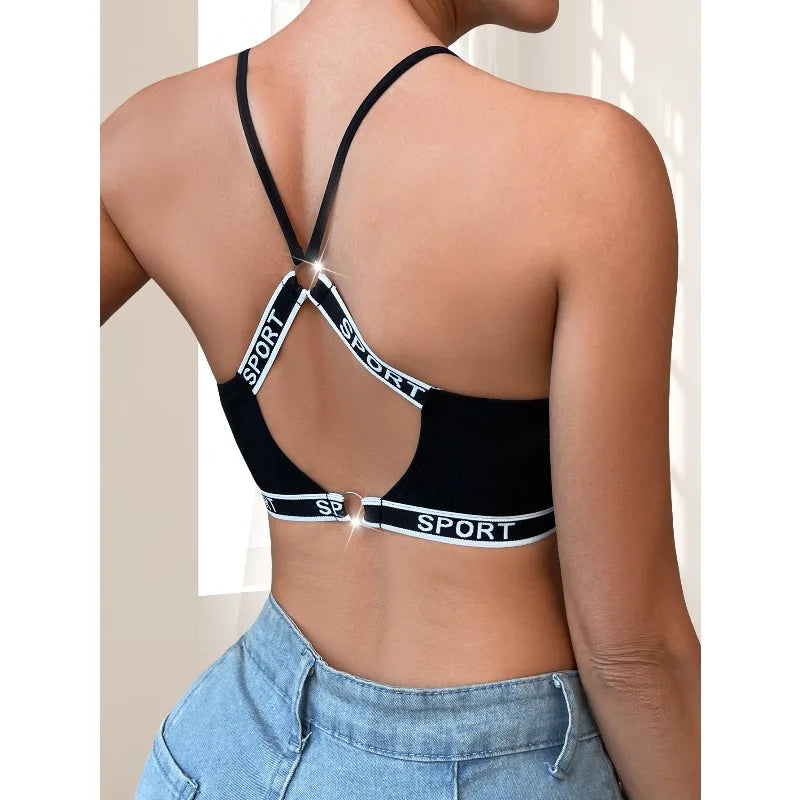 1pcs New Style Letter Decor Women's Bras Wire-Free Padless Women Underwear Breathable Sexy Lingerie Yoga Sport Women's Bras