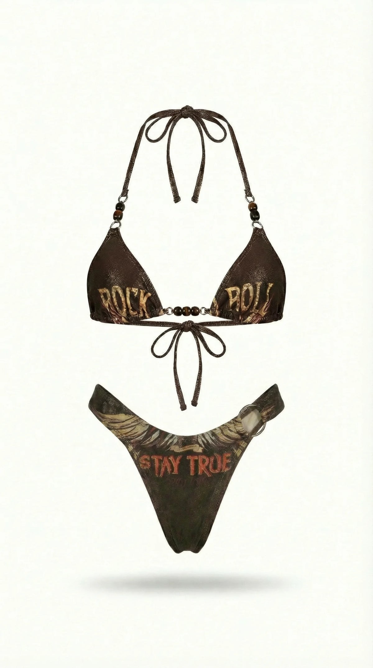 2026 Printed Trangle Bikini Women Sexy Swimsuit Bead Straps Swimwear Bandeau Biquini Female Micro Bikinis Bathing Suit Beachwear