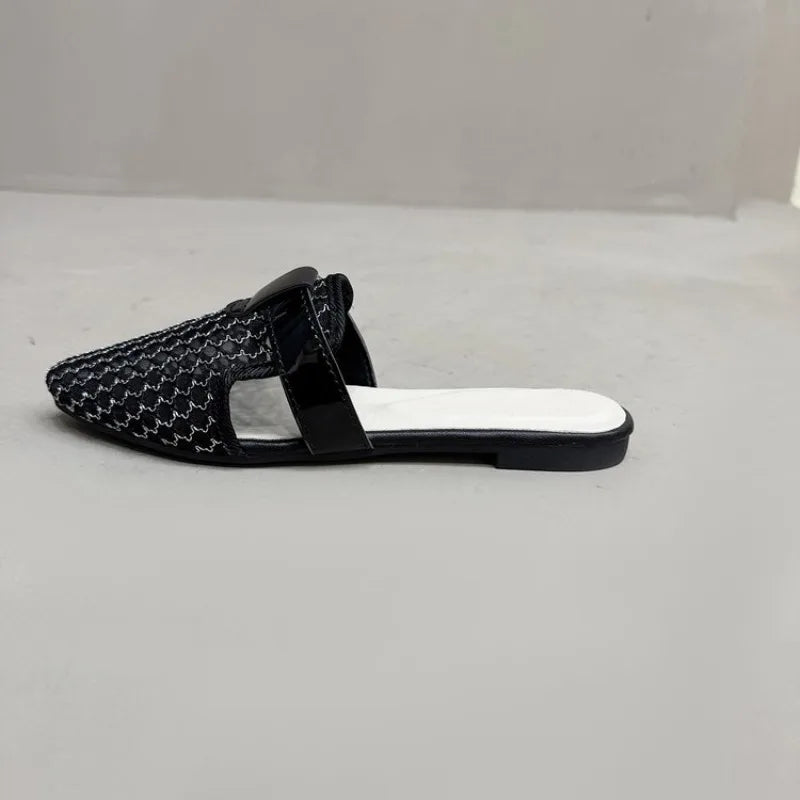Summer white mesh fashionable slippers outdoor high-quality women's shoes 2026 new breathable and comfortable soft soled sandals