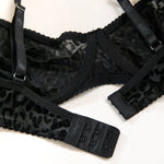 Toucheart 5-Piece Suit Sexy Underwear Suit Flocked Leopard Print Fashionable Hollow Sexy Lingerie Women Perspective Underwear