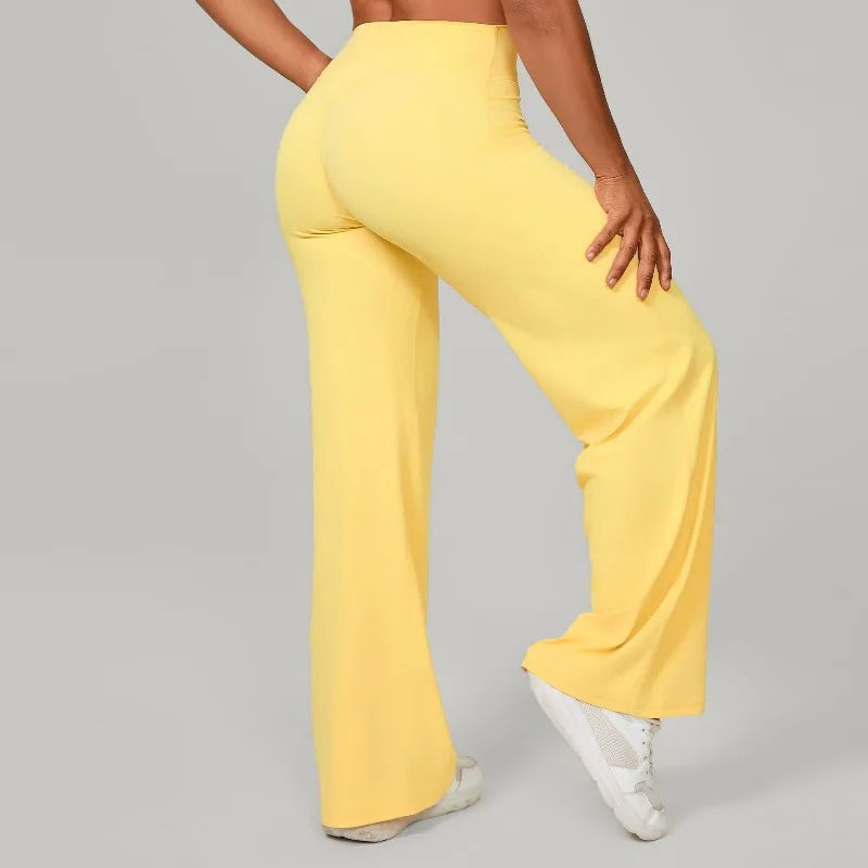 Women's Pilates Straight Yoga Pants Leggings Versatile Loose Wide-Leg Running Sports Fitness Hip-Lifting High Waist Trousers