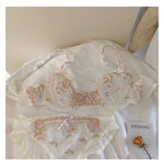 MOYISU Luxury French Pure Desire White Lace Thin Sexy Gauze Underwear Set Embroidery Girl Push-up Bra Big Size Big Breasts Small