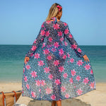 Blue Leopard Print Bikini Set Large Size Women Front Tie Push Up High Waist Swimsuit 2026 Long Sleeve Cover Up 3 Piece Swimsuit