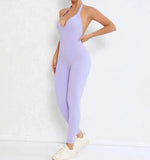 Women's Seamless Yoga Jumpsuits Sports Fitness Peach Hip-lifting Beauty Backless One-piece Pocket Tight Workout Gym Bodysuit