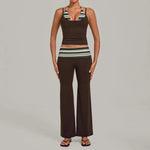 Women's Sleeveless Yoga Set Sports Workout High Waist Butt-Lifting Flared Pants Suits Beautiful Back Slim-Fit Running Vest Sets