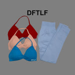 DFTLF Women 2Pcs Workout Suit Yoga Sports Underwear Slim Fitness Leggings Cycling Running Clothes Breathable Seamless Sportswear
