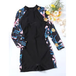 2023 New One Piece Swimsuit Women Floral Long Sleeve Swimwear Zipper Surfing Monokini Push Up Body Suit Beachwear Bathing Suit