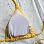 Beige Mesh Halter String Triangle Micro Thong Bikinis Sets 4 Pieces Long Sleeve Cover Ups Sexy Swimsuit Women Holiday Swimwear