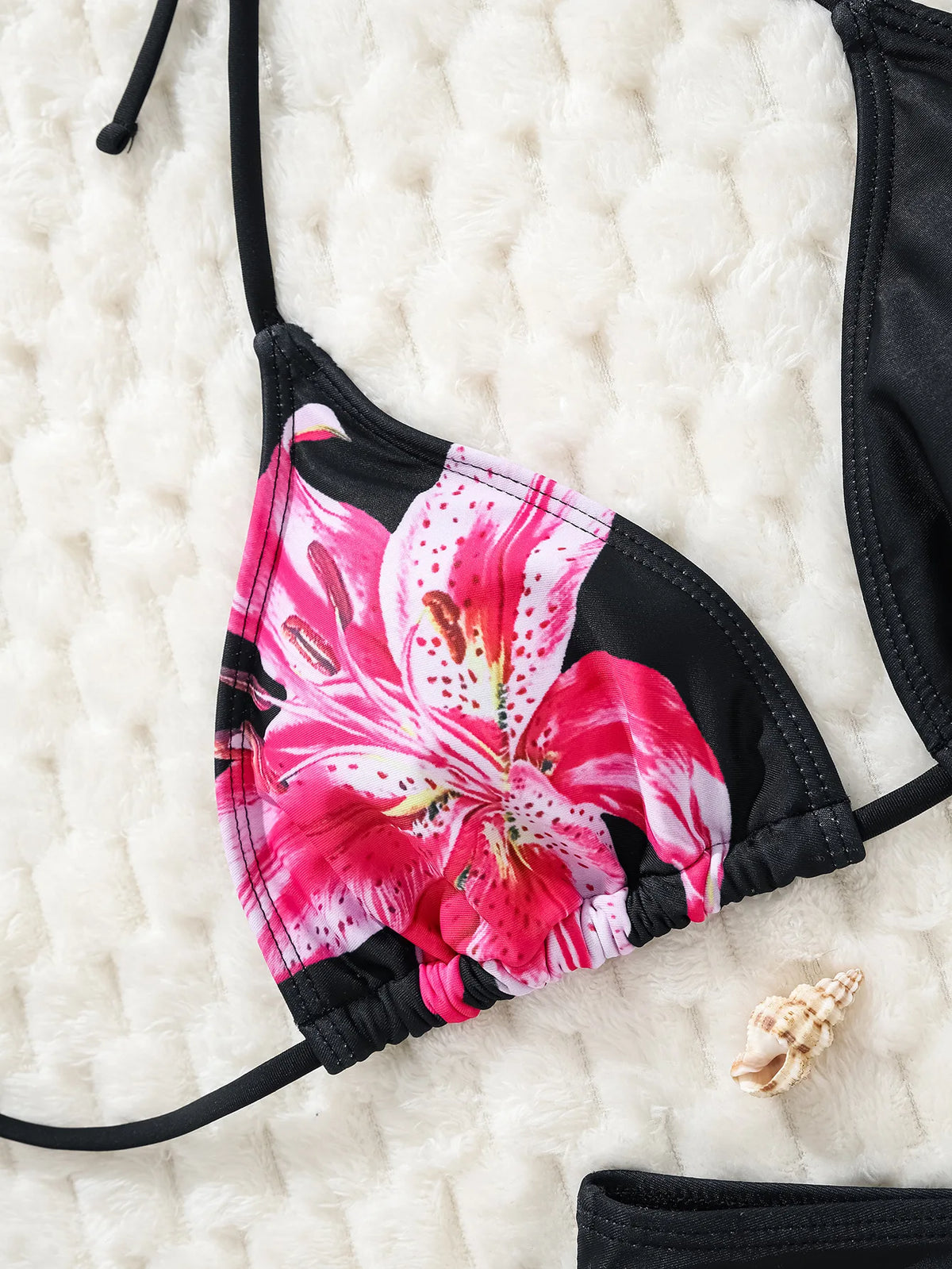 2025 New Women's Black Ground White Dot Printed Swimsuit Halter Neck Low Waist Bikini Set For Summer Female Swimwear Brazilian