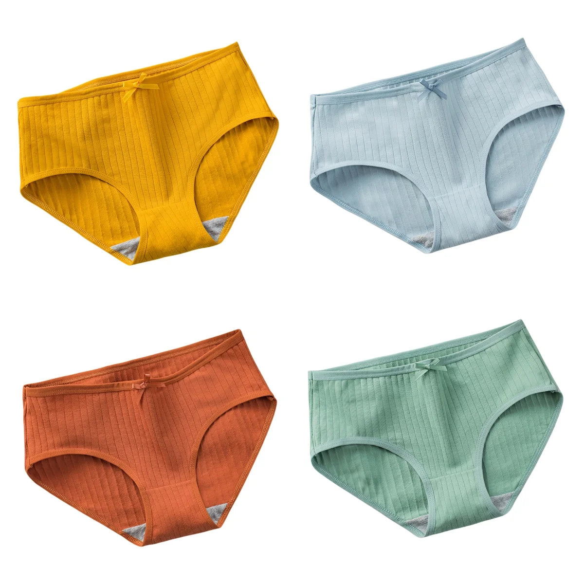 4Pcs/Set Women Cotton Panties Low Waist Briefs Breathable Comfort Underwear Sexy Lingerie Solid Color Underpants Intimates M-XL