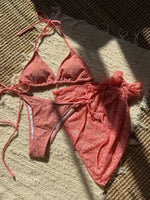 Mesh Sarong Lace Halter High Cut Bikini Female Swimsuit Women Swimwear Three-Pieces Bikini Set Bather Bathing Suit Swim V6284