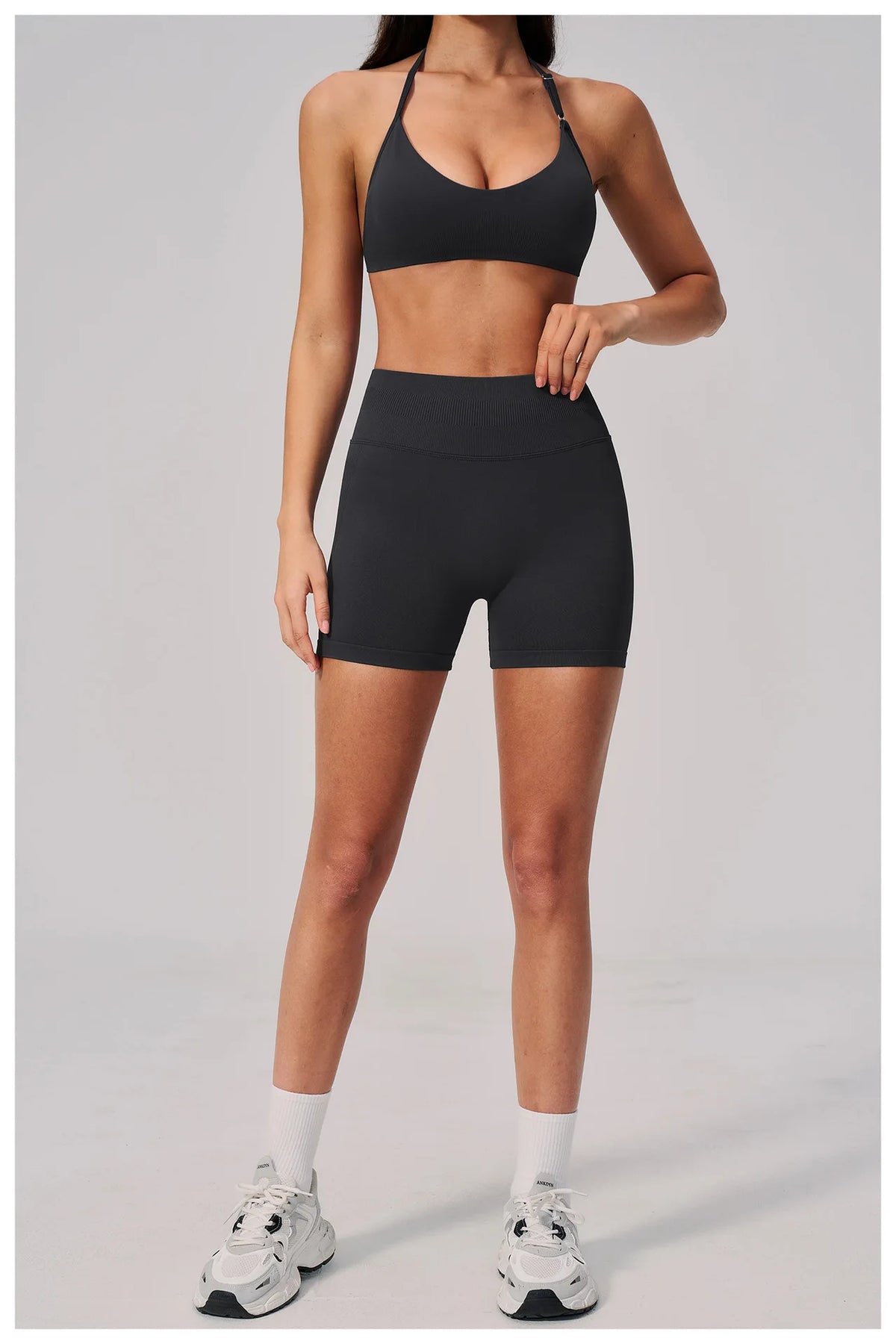2 Pieces Seamless Yoga Sets Women Solid Color Sports Bra Tight Fitting Peach Buttocks Shorts Fitness Suit Gym Running Tracksuit