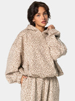 Vintage Leopard Hooded Sweatshirt Suit Loose Fit Contrast Line Wide Leg Trousers Fashion Athletic Tracksuit Outfit