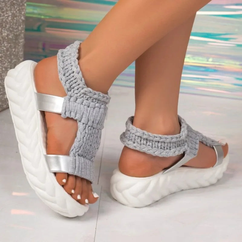 2026Women Platform Sandals Summer Gladiator Sandals Shoes Thick Heels Ladies White Sandalias Casual