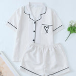 Women's Pajama Pocket Love Printed Pajamas Short Sleeve Top with Shorts Pajama Set Loungewear Pijama Pajamas for Women
