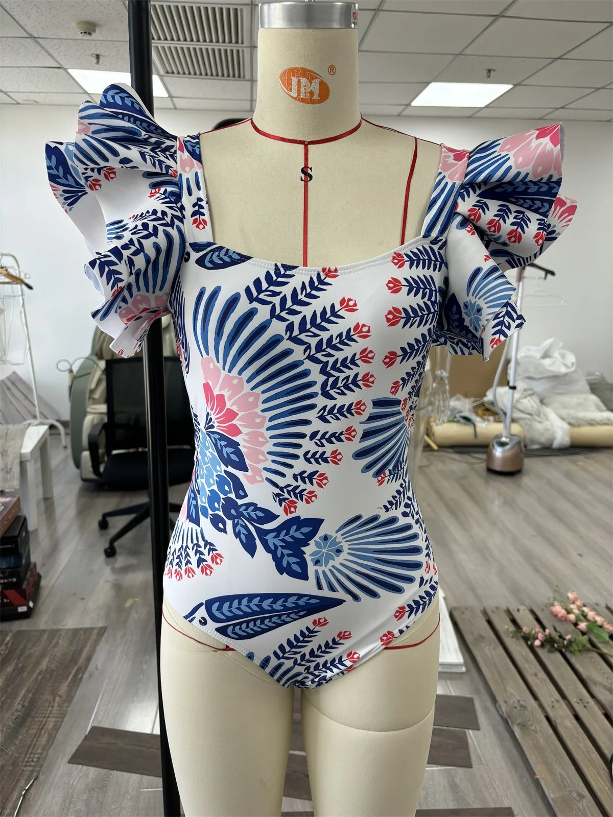2025 New 2-Piece Shoulder Ruffle Swimsuit With Cover Up Sexy Women Swimwear Push Up Biquini Bathsuit Bodysuit Beachwear Dress