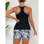 Women's Bathing Suit Two Pieces Tankini Set Summer Sexy Beach Wear High Waisted Print Shorts Swimwear Raceback Women Swimsuit