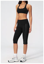 Summer Color Blocked Yoga Sets Women Slim Sports Bra High Waist Pants Fitness Suits Outwear Gym Running Push Up Workout Clothes