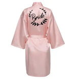Wedding Party Team Bride Robe With Black Letters Kimono Satin Pajamas Bridesmaid Bathrobe SP021
